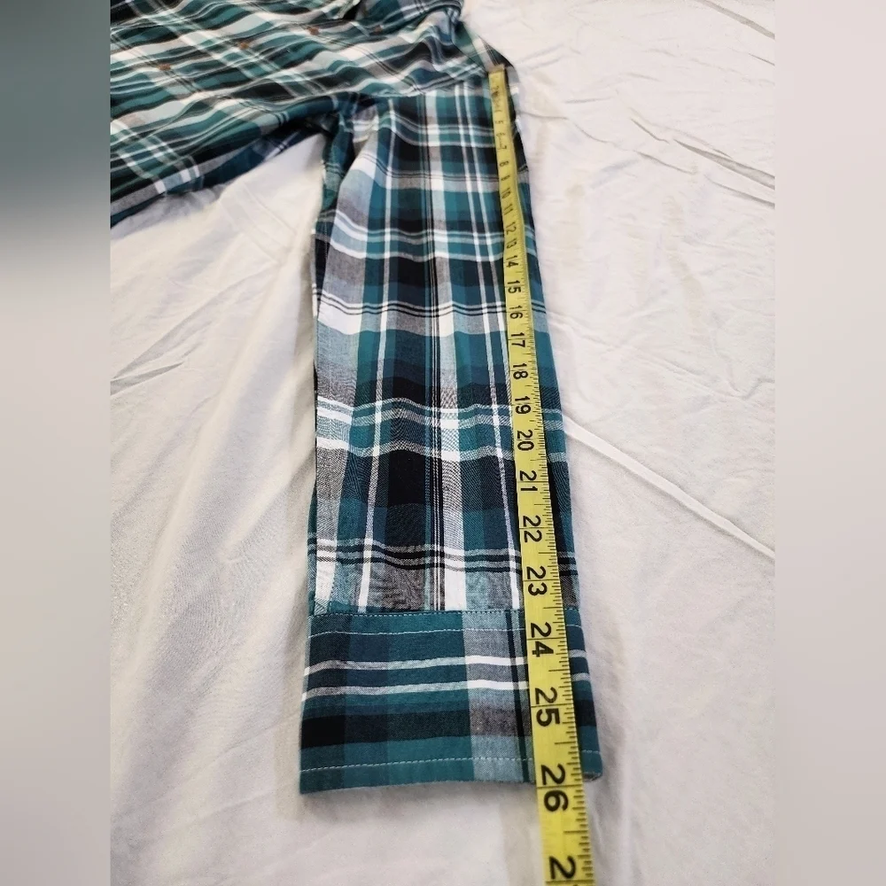 J. Crew Teal Plaid Button Down Shirt Long Sleeve Cotton Size Small
